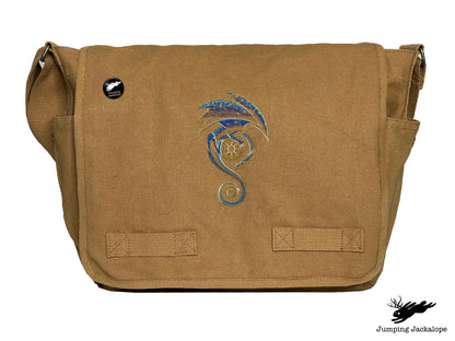 From the Sun to the Moon Celestial Dragon Embroidered Classic Canvas Messenger Bag