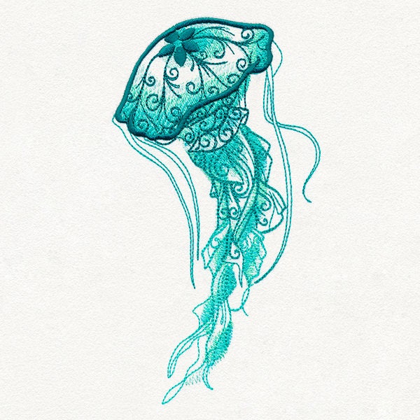 Aqua Marine - Jellyfish Embroidered Canvas Messenger Bag