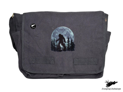 Under the Moonlight Bigfoot Embroidered Classic Canvas Messenger Bag