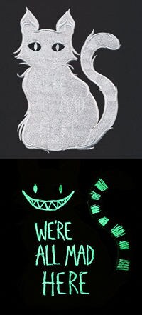 Cheshire Surprise Embroidered Canvas Messenger Bag, We're All Mad Here Messenger Bag, Alice in Wonderland Bag