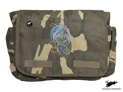 Dragon Spirals Embroidered Classic Canvas Messenger Bag