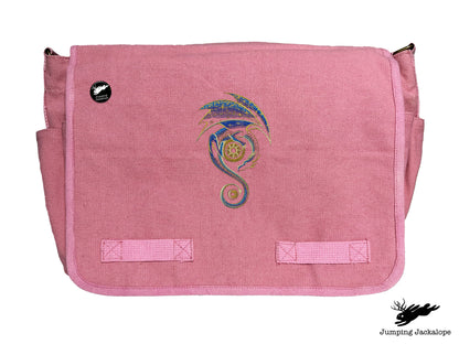 From the Sun to the Moon Celestial Dragon Embroidered Classic Canvas Messenger Bag