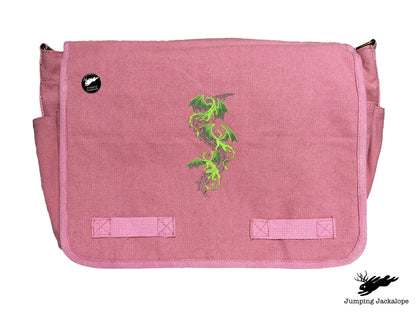Mythical Dragon Cascade Embroidered Classic Canvas Messenger Bag