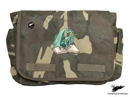 Novel Fantasy Dragon Embroidered Classic Canvas Messenger Bag