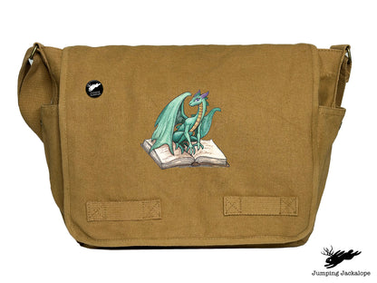 Novel Fantasy Dragon Embroidered Classic Canvas Messenger Bag