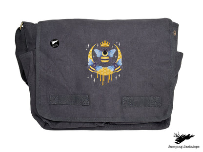 Queen Beehive Embroidered Messenger Bag
