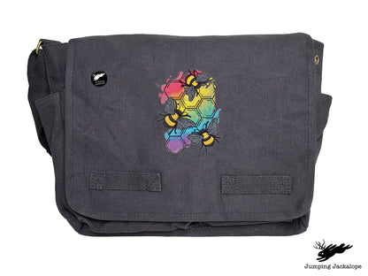 Rainbows & Bees Embroidered Messenger Bag