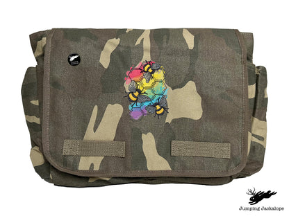 Rainbows & Bees Embroidered Messenger Bag