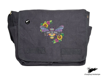Save the Bees Embroidered Messenger Bag
