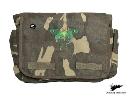 Sheer Illusions Luna Moth Embroidered Messenger Bag