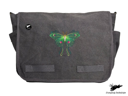 Sheer Illusions Luna Moth Embroidered Messenger Bag