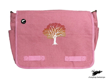 Signs of Autumn Tree Embroidered Messenger Bag