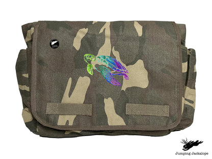 Spectrums of the Ocean Sea Turtle Embroidered Messenger Bag