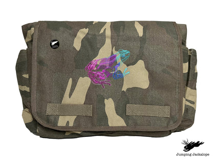 Tropical Dart Frog Embroidered Classic Canvas Messenger Bag