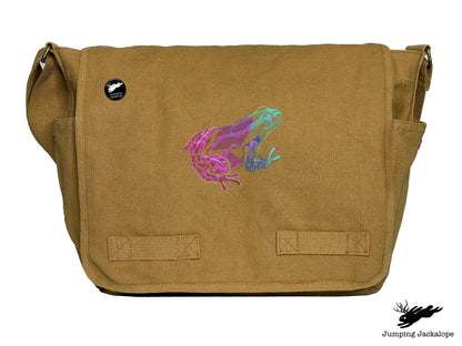 Tropical Dart Frog Embroidered Classic Canvas Messenger Bag