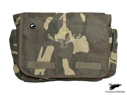 Under the Full Moon Forest Night Owl Embroidered Classic Canvas Messenger Bag