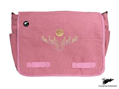 Under the Full Moon Forest Night Owl Embroidered Classic Canvas Messenger Bag