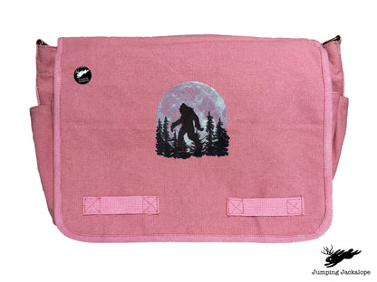 Under the Moonlight Bigfoot Embroidered Classic Canvas Messenger Bag