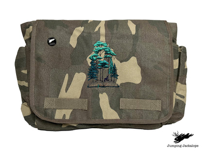 Woodland Storytime Book Embroidered Classic Canvas Messenger Bag