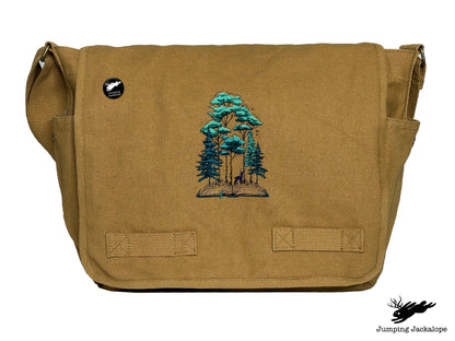Woodland Storytime Book Embroidered Classic Canvas Messenger Bag