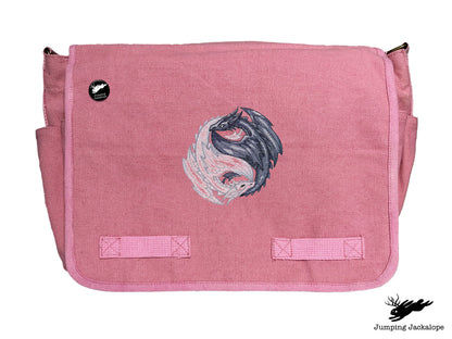 Yin Yang Dragons Embroidered Classic Canvas Messenger Bag