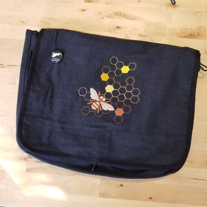 Sweet as Honey Honeybee Embroidered Canvas Messenger Bag