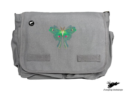 Sheer Illusions Luna Moth Embroidered Messenger Bag