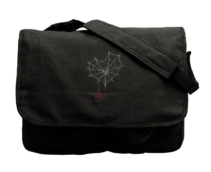 Web of Love Spider Embroidered Canvas Messenger Bag