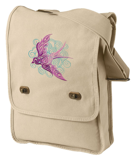 Dancing on the Breeze Embroidered Canvas Field Bag