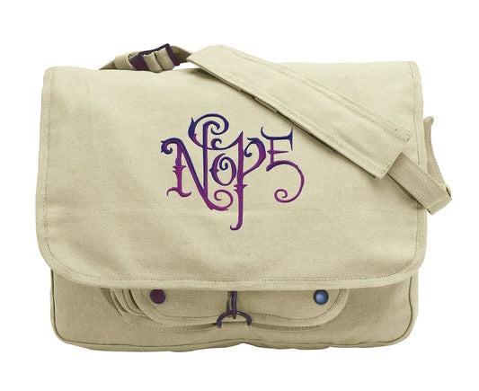 Nope - Funny Embroidered Canvas Messenger Bag