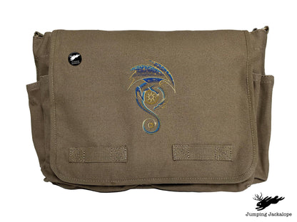 From the Sun to the Moon Celestial Dragon Embroidered Classic Canvas Messenger Bag