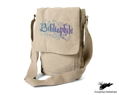Bibliophile, Bibliophile Bag, Bibliophile Embroidered Canvas Tech, Tablet, iPad, Kindle, Fire, Camera Bag