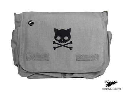 Punk Kitty Design Embroidered Classic Canvas Messenger Bag