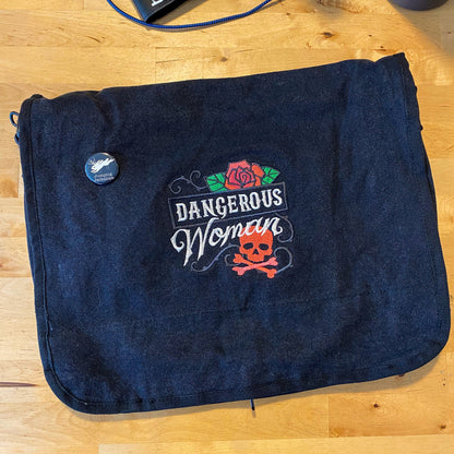 Femme Fatale - Dangerous Woman Embroidered Canvas Messenger Bag