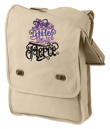 Though She Be But Little Embroidered Canvas Field Bag