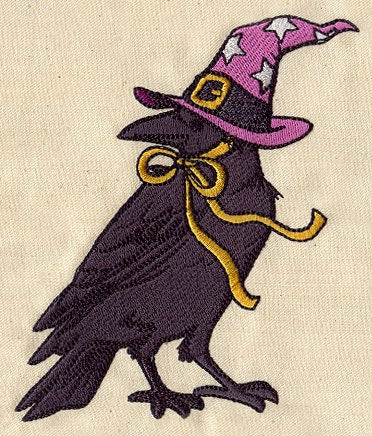 Witchy Raven Embroidered Canvas Messenger Bag