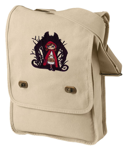 Wolf Shadow Embroidered Canvas Field Bag