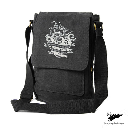Skilled Sailor Tech Bag Embroidered Canvas Tech, Tablet, iPad, Kindle, Fire, Camera Bag, Ocean Bag, Nautical Bag, Sailor Bag