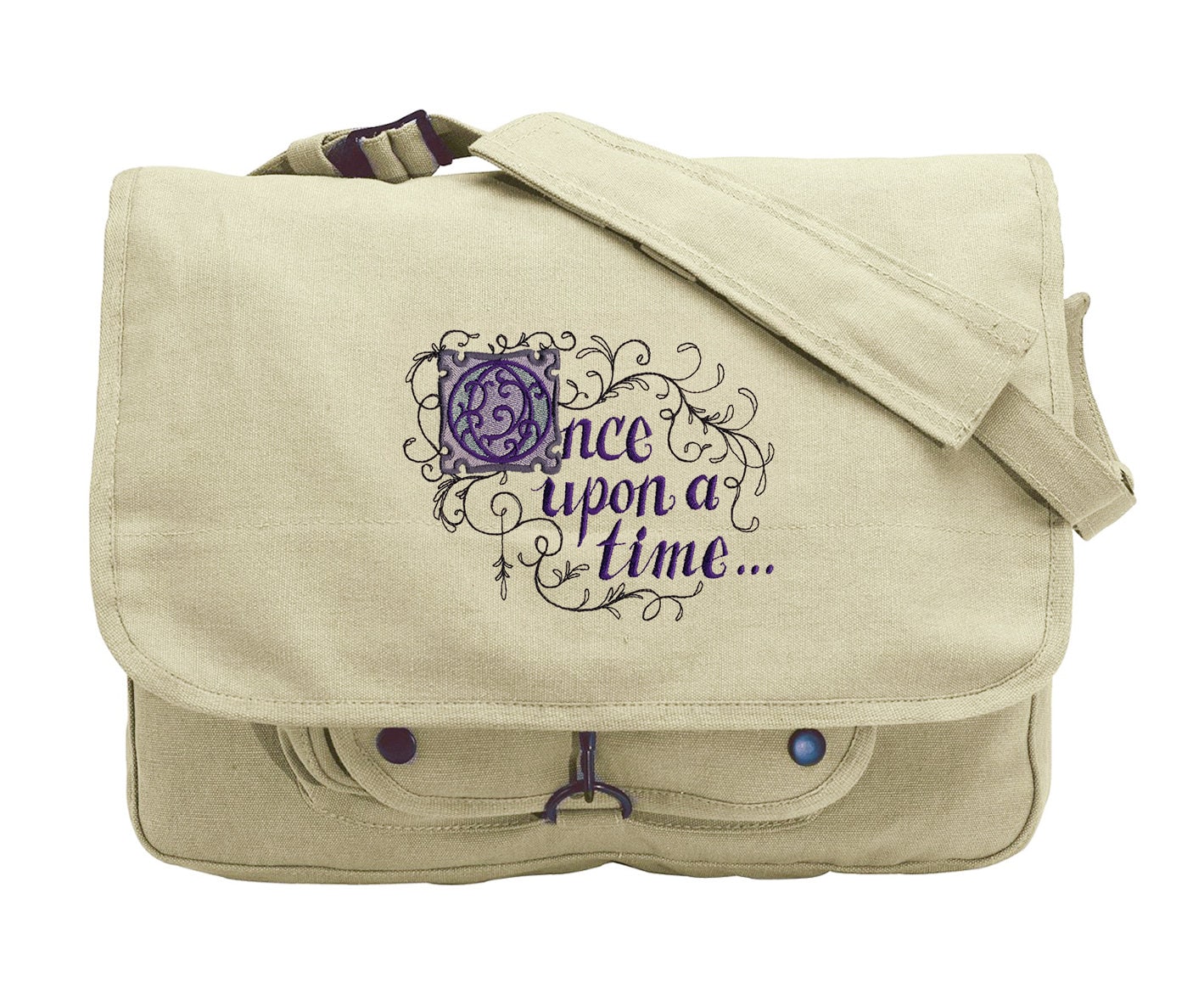 Once Upon A Time Messenger Bag,  Embroidered Canvas Messenger Bag