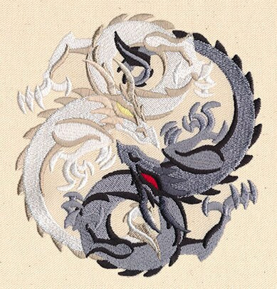Light and Darkness Dragons Embroidered Canvas Field Bag
