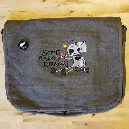 Some Assembly Required Embroidered Canvas Messenger Bag