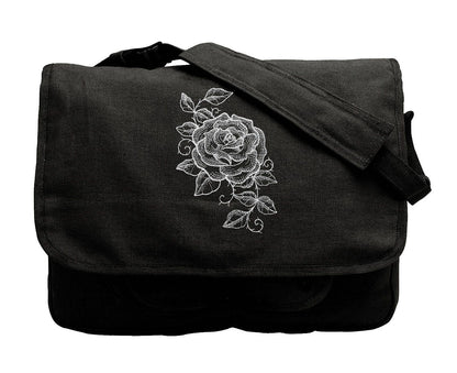 Chalked Rose Embroidered Canvas Messenger Bag