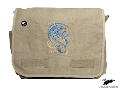 Dragon Spirals Embroidered Classic Canvas Messenger Bag