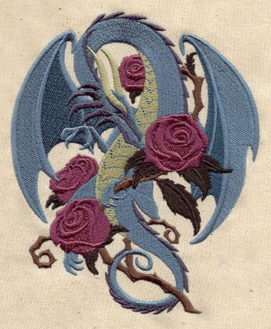 Rose Dragon Embroidered Canvas Field Bag