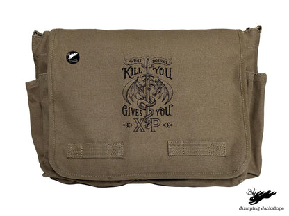 What Doesn't Kill You Gives You XP Embroidered Classic Canvas Messenger Bag