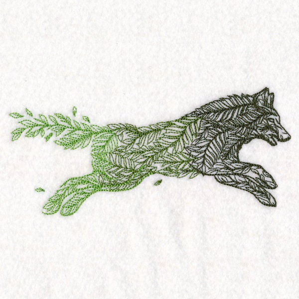 Leafy Wolf Embroidered Canvas Messenger Bag