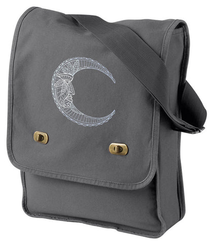 Man in the Moon Embroidered Canvas Field Bag
