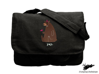 Party Bear Embroidered Canvas Messenger Bag