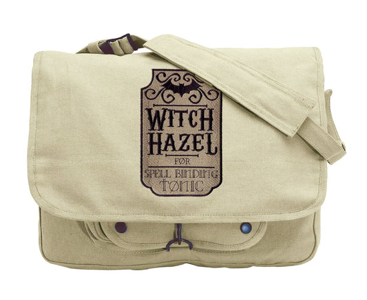 Witch Hazel Embroidered Embroidered Canvas Messenger Bag