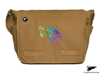 Spectrums of the Ocean Sea Turtle Embroidered Messenger Bag